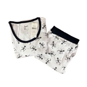 Leveret Women Halloween 2 Piece Pajama White Skeleton - Medium